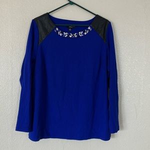 Susan Graver Royal Blue Stretch Knit Dressy Festive Top, 1X